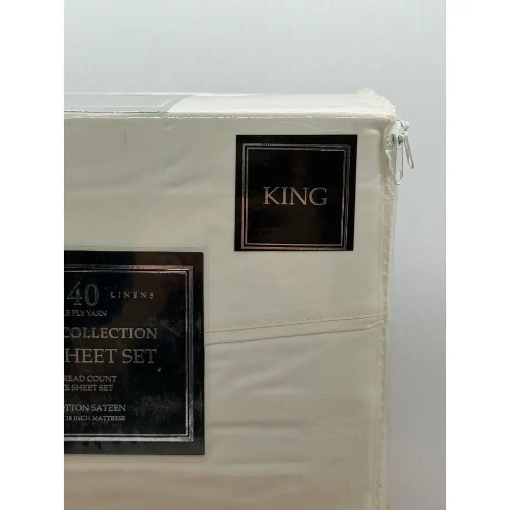Darian Collection 340 Thread Count Cotton Sateen King Sheet Set - (Ivory)